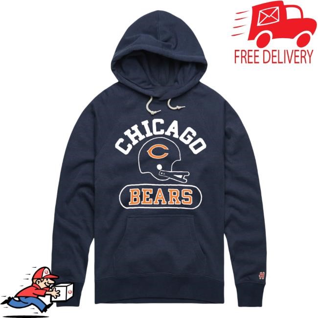 Chicago Bears Homage Navy Helmet Pullover Hoodie | Buy Official Clark Street Sports