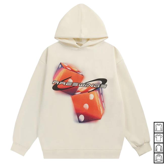 Official Lemandik Street Style Beige Sweater Colorful Dice Print