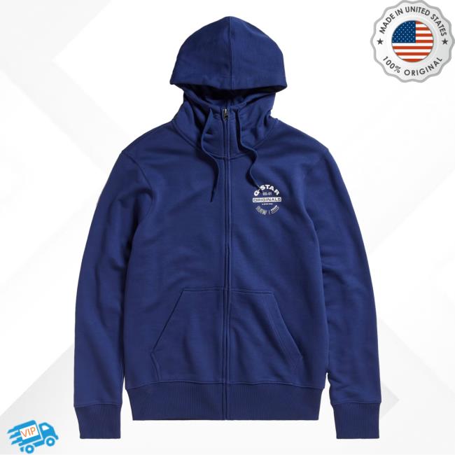 Official G Star Raw Clothing Store Shop G-Star Originals Zip Up Pull Over Hoodie Imperial Blue Gstar