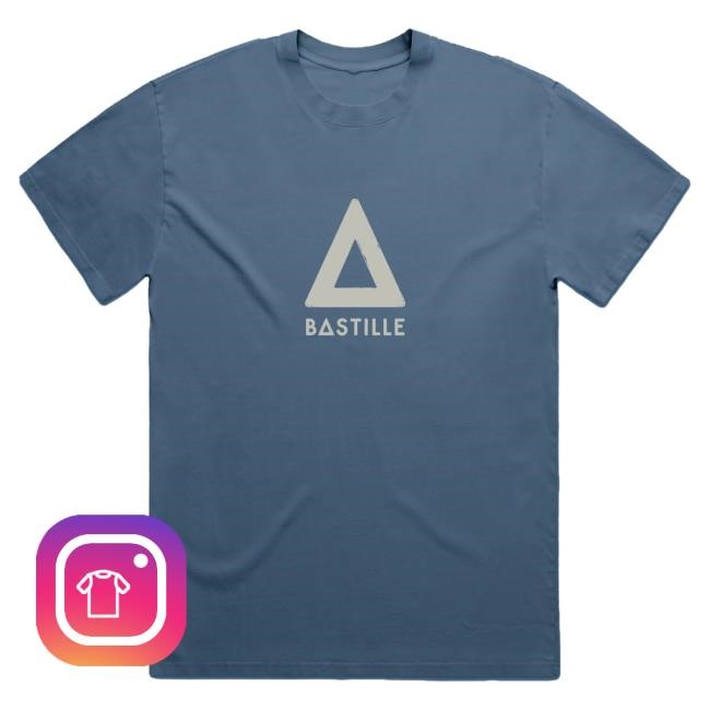 Bastille Band Logo Faded Denim Tee Bastille Official Merch Store
