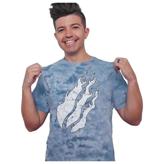 Official Prestonplayz Merch Store Shop Crystal Iconic Tie-Dye June Tshirt Of The Month Tie Dye Firemerch Preston's Signature Fire Emblem Logo