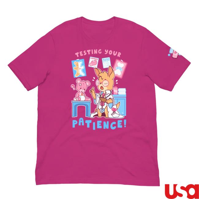 Official Pretend Again Testing Your Patience Tee Shirt Magenta (UwU / Oooh Woo! Shirt) Pretendagain