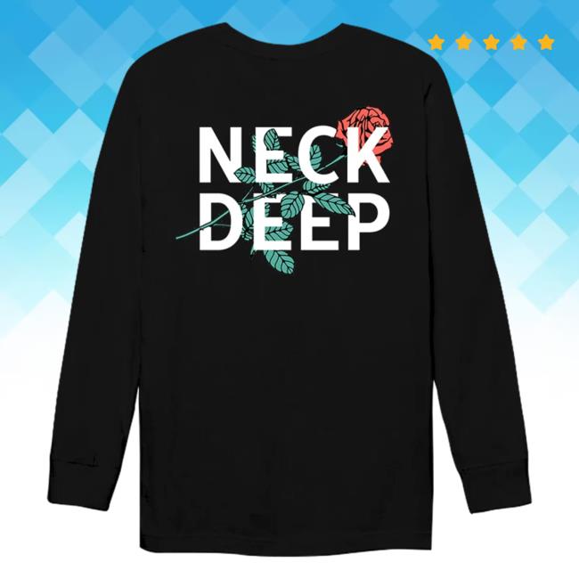 Official Hopeless Records Merch Neck Deep Rose Text Black Long Sleeve Tshirt HopelessRecords