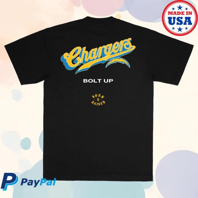 Official Born X Raised Clothing Born X Raised + Chargers Pro Script Tshirt: Black NFL 2025 Kickoff
