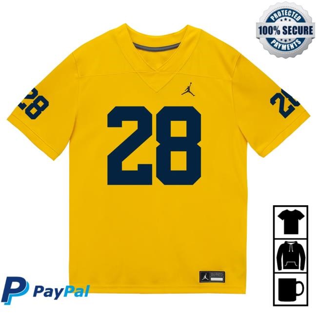 The M Den Michigan Wolverines #28 Kainoa Winston Student Athlete Maize Football Jersey New Shirt