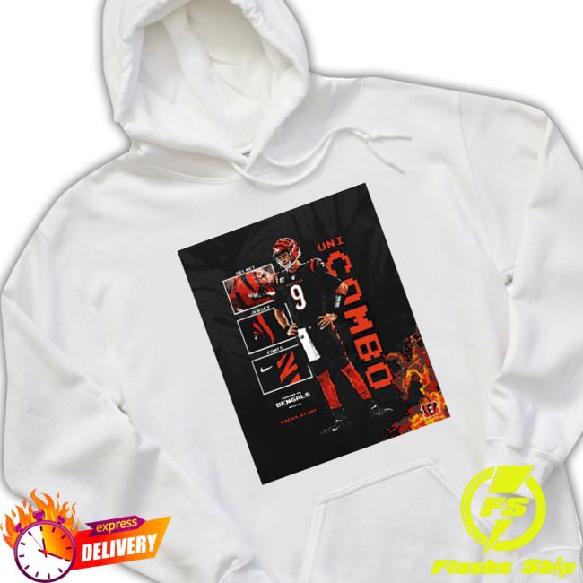 Cincinnati Bengals Uni Combo Helmet Jersey Pants Bengals 9 Crewneck Sweatshirt Cincinnati Bengals Uni Combo Helmet Jersey Pants Bengals 9 Tee