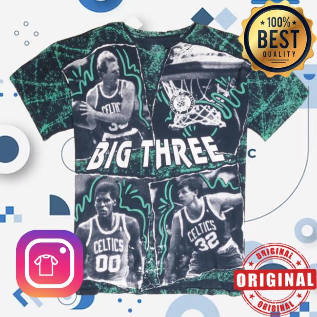 Official Throwback Vault Vintage Boston Celtics Big Three Salem T-Shirts Larry Bird Aop 90S