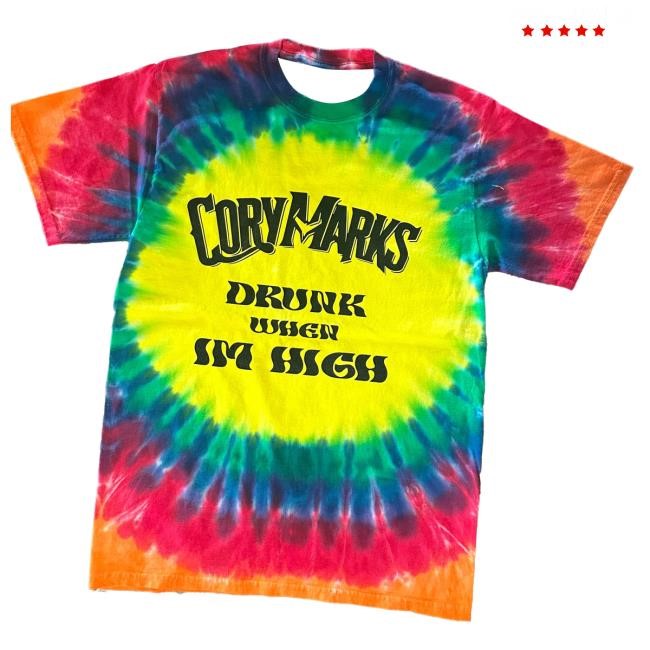 Official Cory Marks Merch Store 'Drunk When I'm High' Tie-Dye Shirt Corymarks