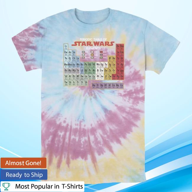 Official Kohls Apparel Clothing Store Shop Merch Licensed Character Star Wars Periodic Table of Elements Tie Dye Shirt