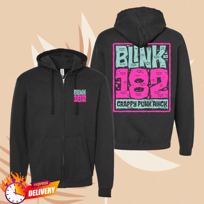 Official Blink 182 Merch Crappy Punk Rock Wall Zip Hoodie