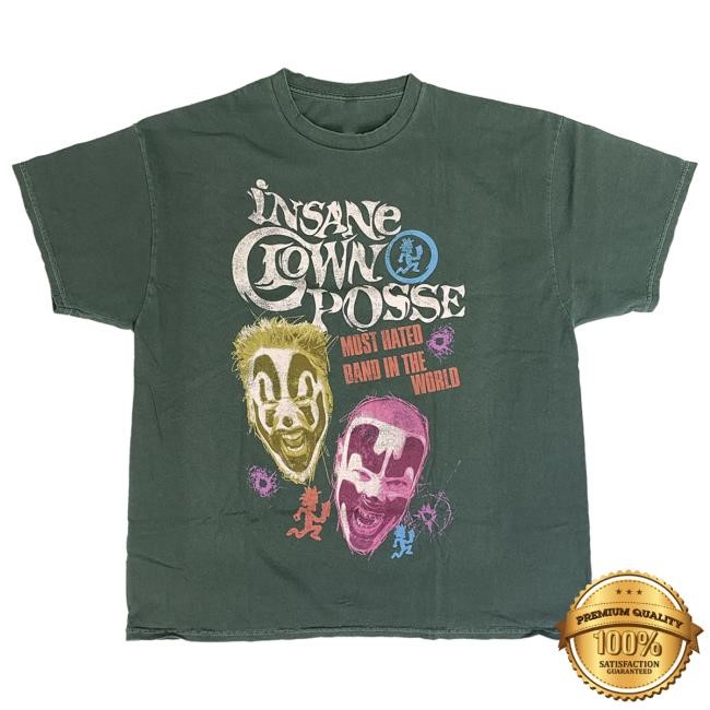 Official Icp Merch Clothing Store Insane Clown Posse "Most Hated In The World" New Shirt In Green