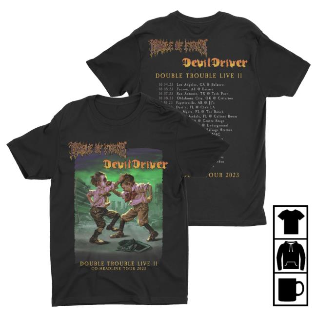 Official Night Shift Merch Store Cradle Of Filth/Devildriver - Double Trouble Ii Shirt 2023 NightShiftMerch