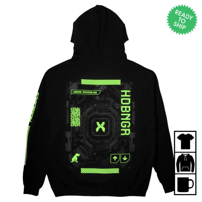 Official Excision Merch .Exe Popover Sweatshirt (Black/Green)
