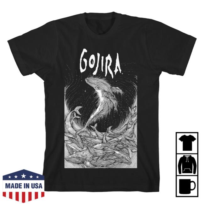 Official Roadrunner Records Gojira Merch Store Gojira Wood Block Whales Shirt Black RoadrunnerRecords