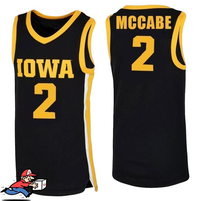 Official Iowa Hawkeyes Merch Store Iowa Hawkeyes McCabe #2 Black Jersey Attractive Shirt Iowa Hawkeyes Apparel Clothing Shop