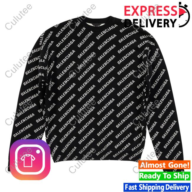 Official Saks Fifth Avenue Clothing Store Shop Balenciaga Mini Allover Logo Black White AOP Sweatshirt 3D All Over Print Saksfifthavenue