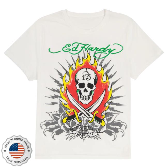 Official Ed Hardy Merch Store Flame Skull Popover Shirt EdHardy Apparel Clothing Shop