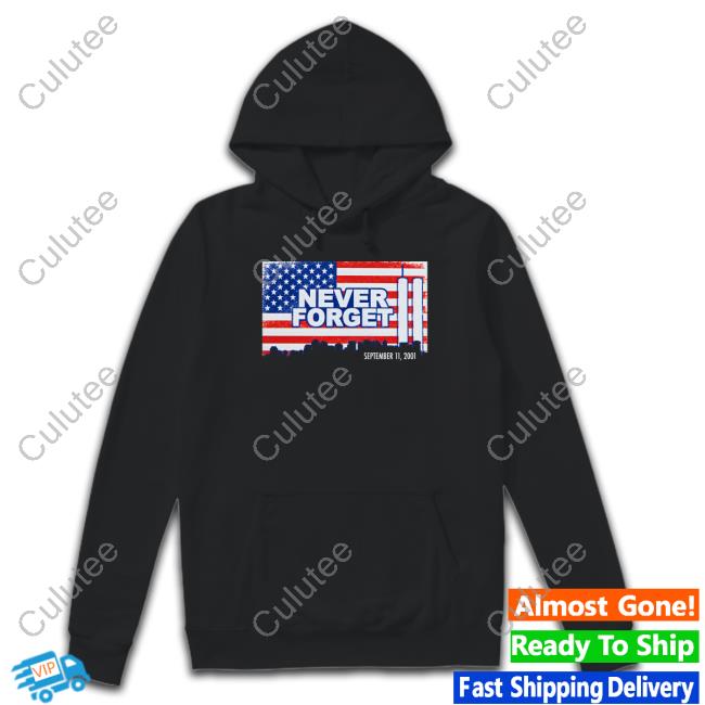 911 Memorial Never Forget Flag Tee Shirt