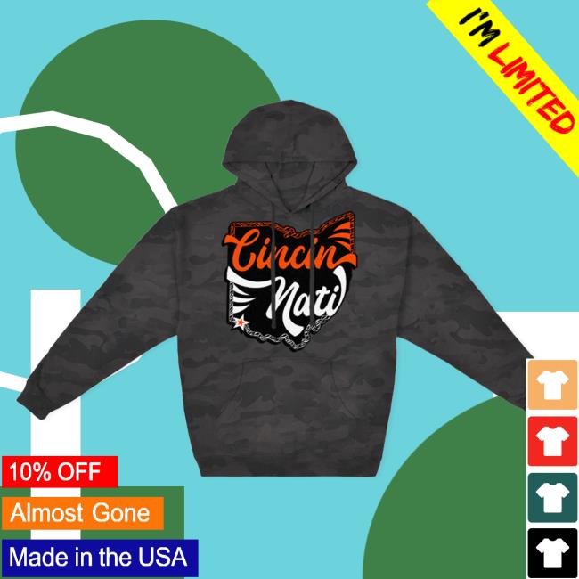 Official Ohio Apparel Clothing Merch Cincinnati Hooded Sweatshirt Camo Ohioclothing