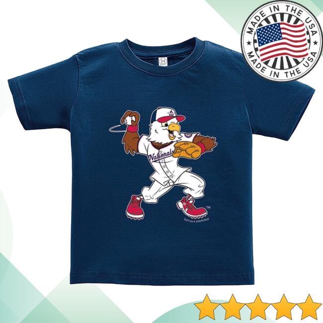 Screech Soft As A Grape Washington Nationals Boys Navy Blue Mascot Pitching Short Sleeve Tshirt | Rally House Official Merch Store – Buy Official MLB T Shirt