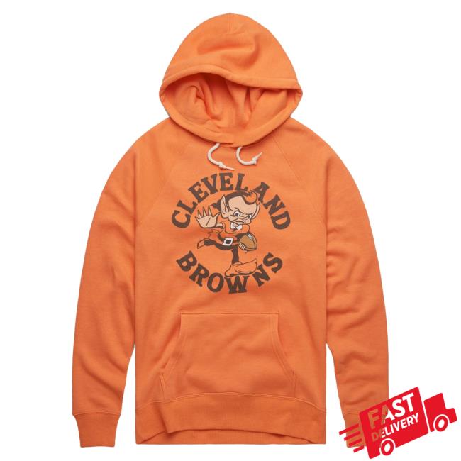 Official Homage Merch Store Homage Cleveland Browns Brownie Stiff Arm Hoody Orange Homage Apparel Clothing Shop