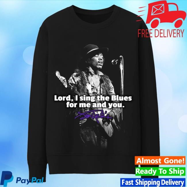 Official Jimi Hendrix Merch Store Jimi Hendrix Sing the Blues Black Sweatshirts