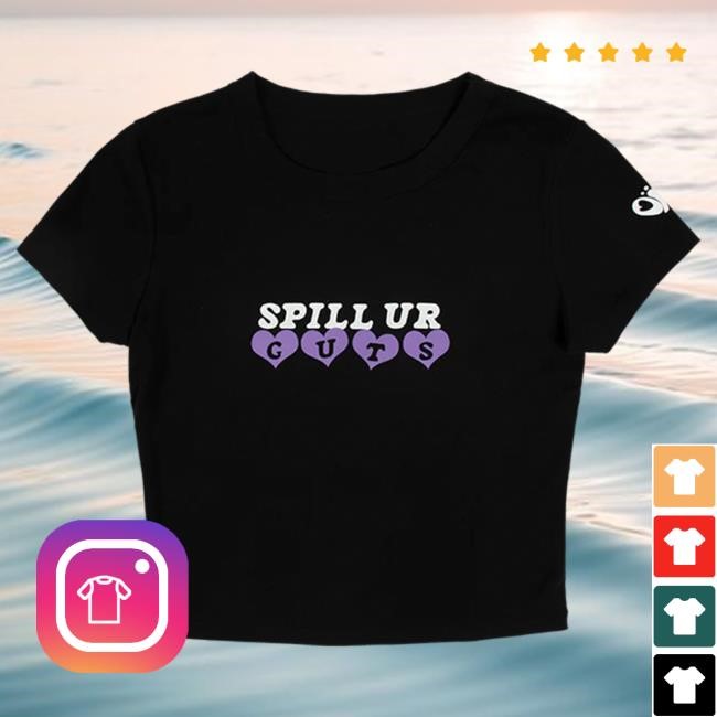 Official Olivia Rodrigo Store spill ur GUTS crop Hot Shirt in Black