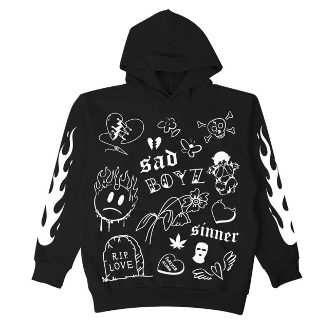 Official Sad Boyz Merch No Love Black Hoodie