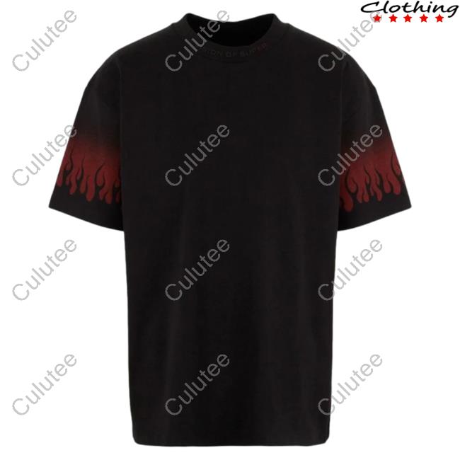 Official Vision Of Super Red Negative Flames Black Tee