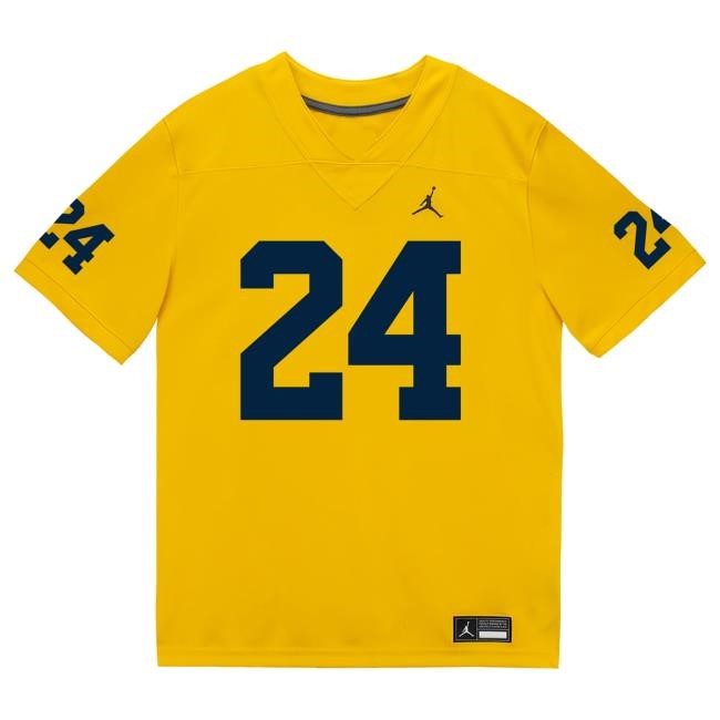 The M Den Michigan Wolverines #24 Tevis Metcalf Student Athlete Maize Football Jersey Shirt
