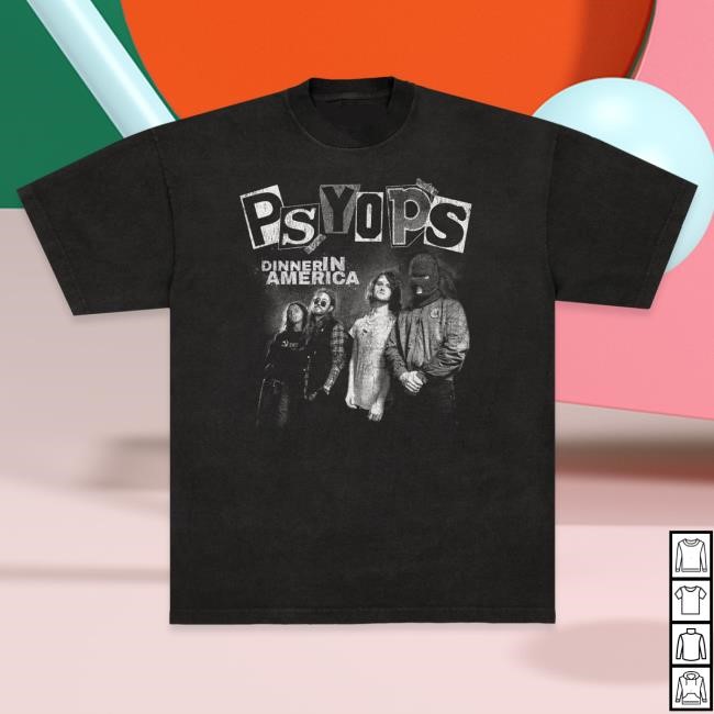 Official Super Yaki & Dinner In America Present: Psyops T Shirt White On Black SuperYaki