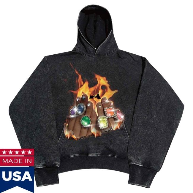 Official Noissey Merch Noissey High Quality Dopamine Diamond Ring Flame Print Hoodie