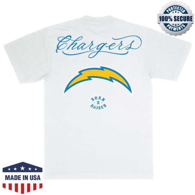Official Born X Raised Merch Store Born X Raised + Chargers Fine Line Tee: White By Bxr Sport + NFL