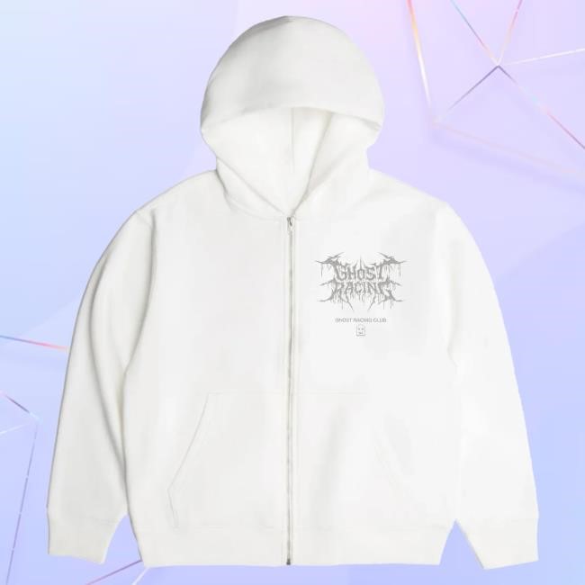Official Ghost Racing Heavy Weight Sigil Zip-Up - White Popover Hoodie