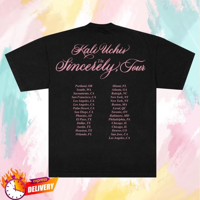 Official Kali Uchis Merch Store Sincerely, Tour Date Back Shirt - Black