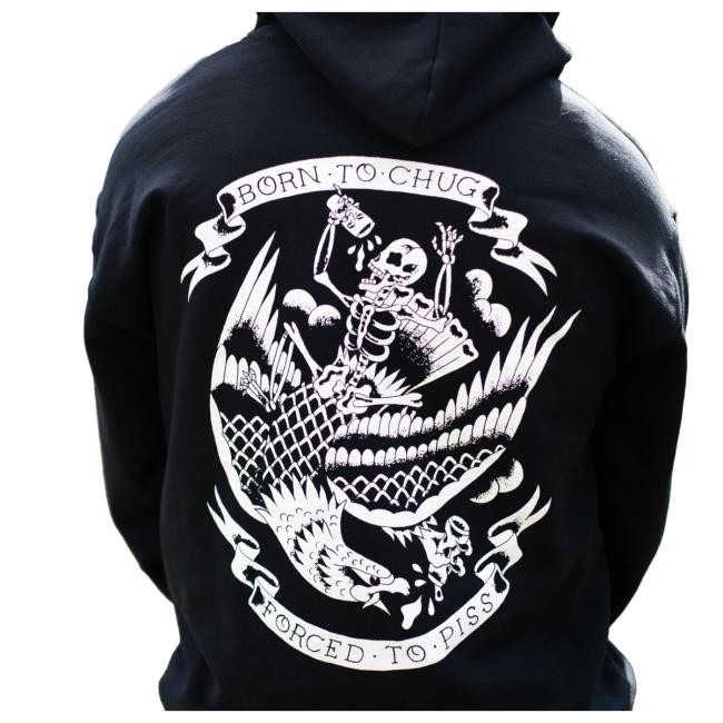 Born To Chug Forced To Piss Pullover Hoodie Permanent Hangover