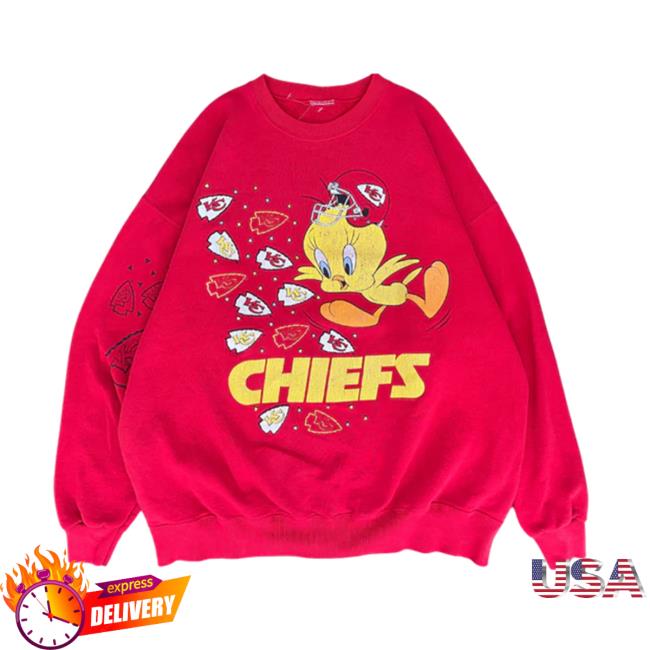 Kansas City Chiefs Westside Storey Vintage 90S Tweety Bird Looney Tunes Kc Chiefs Hoodies Red