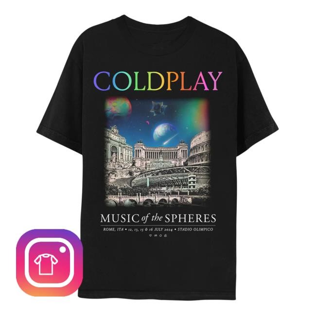 Rome July 2024 Music Of The Spheres Limited Edition Tour Tee Shirt Coldplay