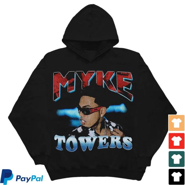 Official Myke Towers Myke Towers Throwback Hooded Sweatshirt