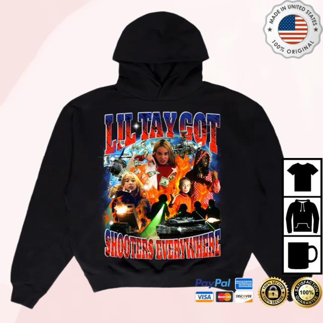 Official Lil Tay Clothing Store Shop Lil Tay Got Shooters Everywhere Hooded Sweatshirt LilTay Merch
