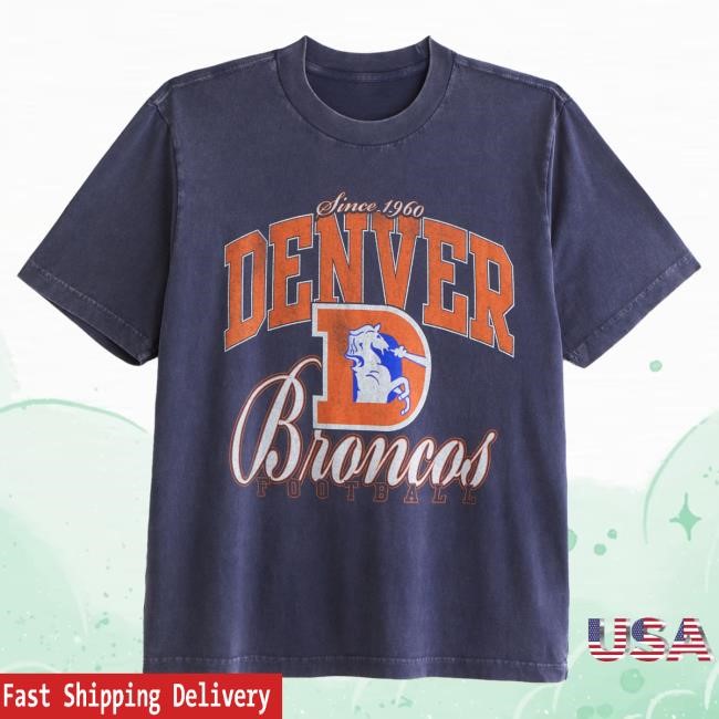 Official Abercrombie And Fitch Merch Denver Broncos Vintage-Inspired Graphic Shirt NFL by Abercrombie