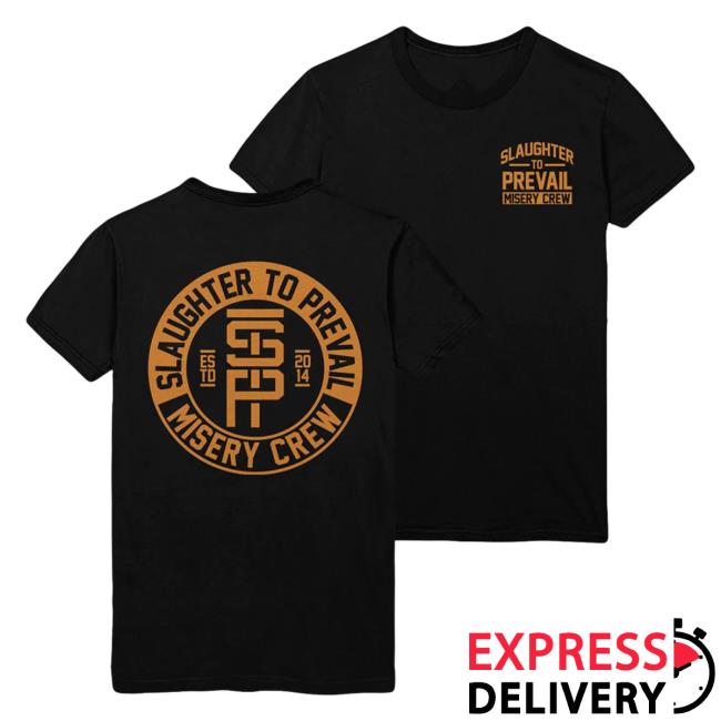 Official Sumerian Merch Slaughter To Prevail Misery Crew Gold Ink Long Sleeve T-Shirts Black