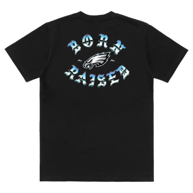 Official Born X Raised Merch Store Shop Born X Raised + Philadelphia Eagles Metal Rocker Pull Over Hoodie: Black BornxRaised
