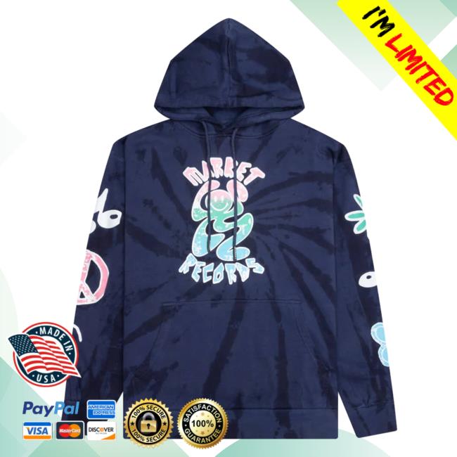 Official Feature Merch Store Shop Market Smiley Records Angel Sigh Pullover Sweatshirt - Navy Tie-Dye Feature Apparel Clothing