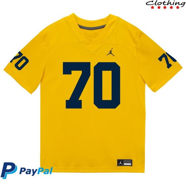 Michigan Wolverines #70 Brady Norton Student Athlete Maize Football Jersey Tees The M Den Shop Official