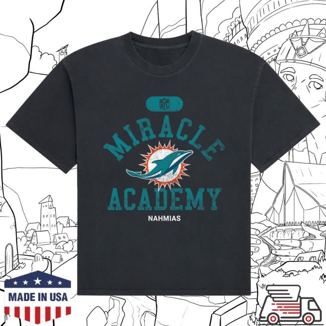 Official Fanatics Shop Store Merch Miami Dolphins Miracle Academy Unisex Boxy Shirt - Black by NFL