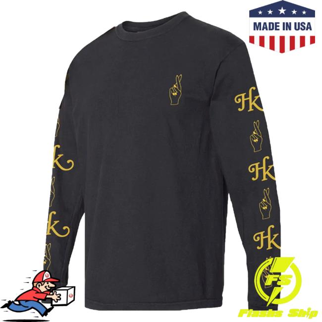 Official Hayley Kiyoko Merch Store Hk Fingers Crossed Black Long Sleeve Tees Dark Gray HayleyKiyoko