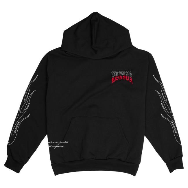 Official Fuerza Regida Merch Store Shop Fuerza Regida Love Flames Attractive Hoodie - Black