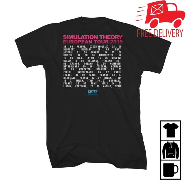 Official Muse Clothing Store Simulation Theory European Tour Short Sleeve Tee | Muse