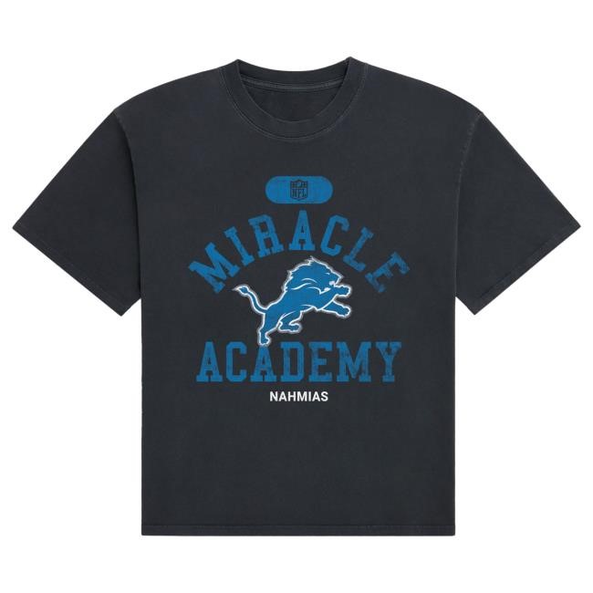 Official Fanatics Shop Store Merch Detroit Lions Miracle Academy Unisex Boxy Tshirt - Black by NFL